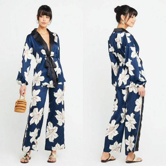 Zhu Pants - Zhu High Rise Floral Back Zip Pants
